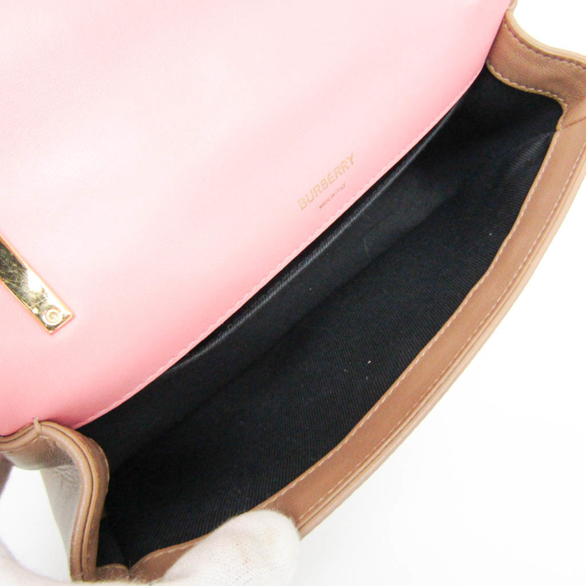 Burberry Roller Women's Leather Shoulder Bag Brown,Pink