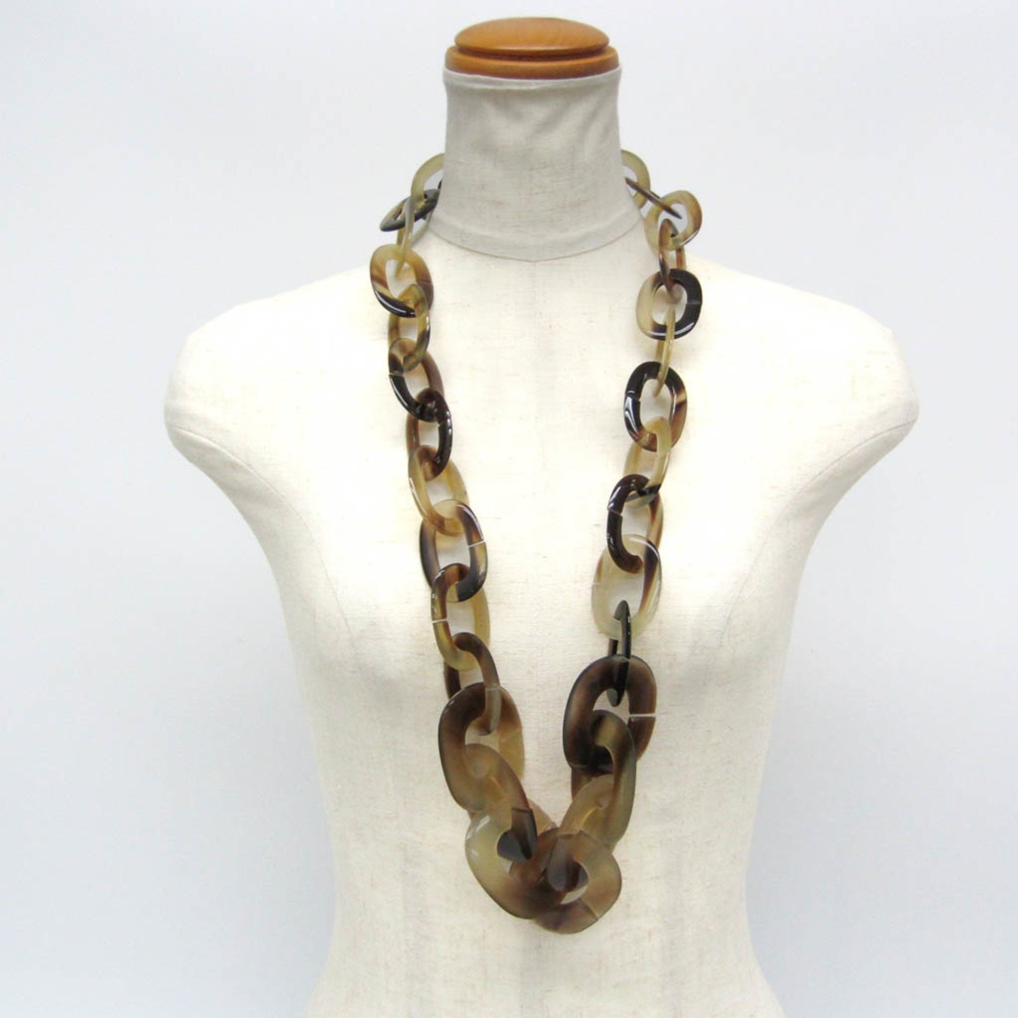Hermes Buffalo Horn Women's Necklace (Beige,Dark Brown)