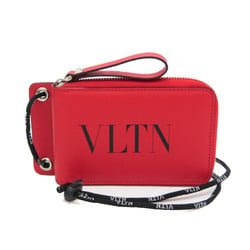 Valentino Garavani Wallet With Neck Strap 53381 Women,Men Leather Wallet (bi-fold) Black,Red Color
