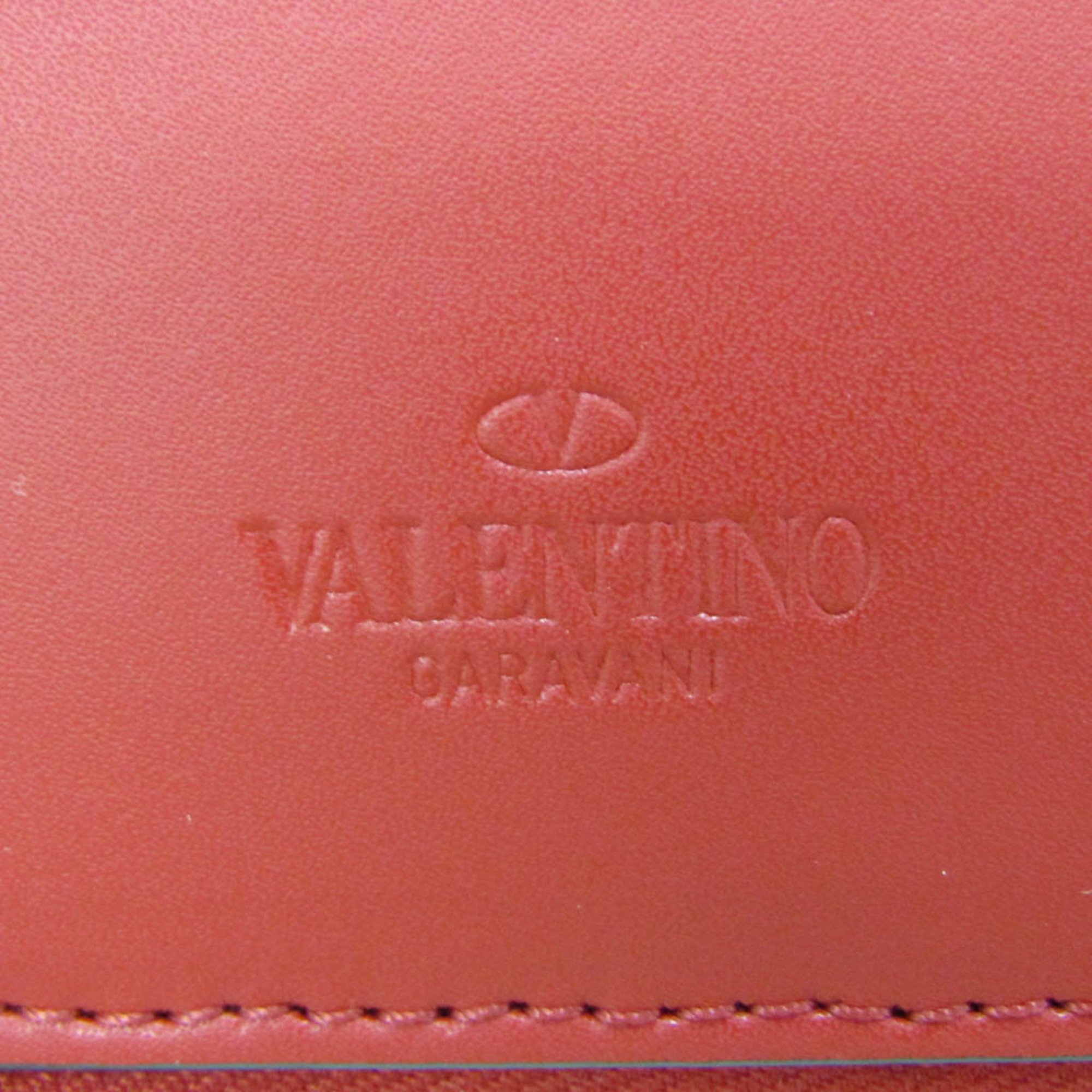 Valentino Garavani Wallet With Neck Strap 53381 Women,Men Leather Wallet (bi-fold) Black,Red Color