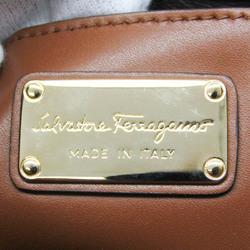 Salvatore Ferragamo BONNIE LEATHER MEDIUM NEUTRAL TOTE RE-21G264 Women's Leather Handbag,Shoulder Bag Brown