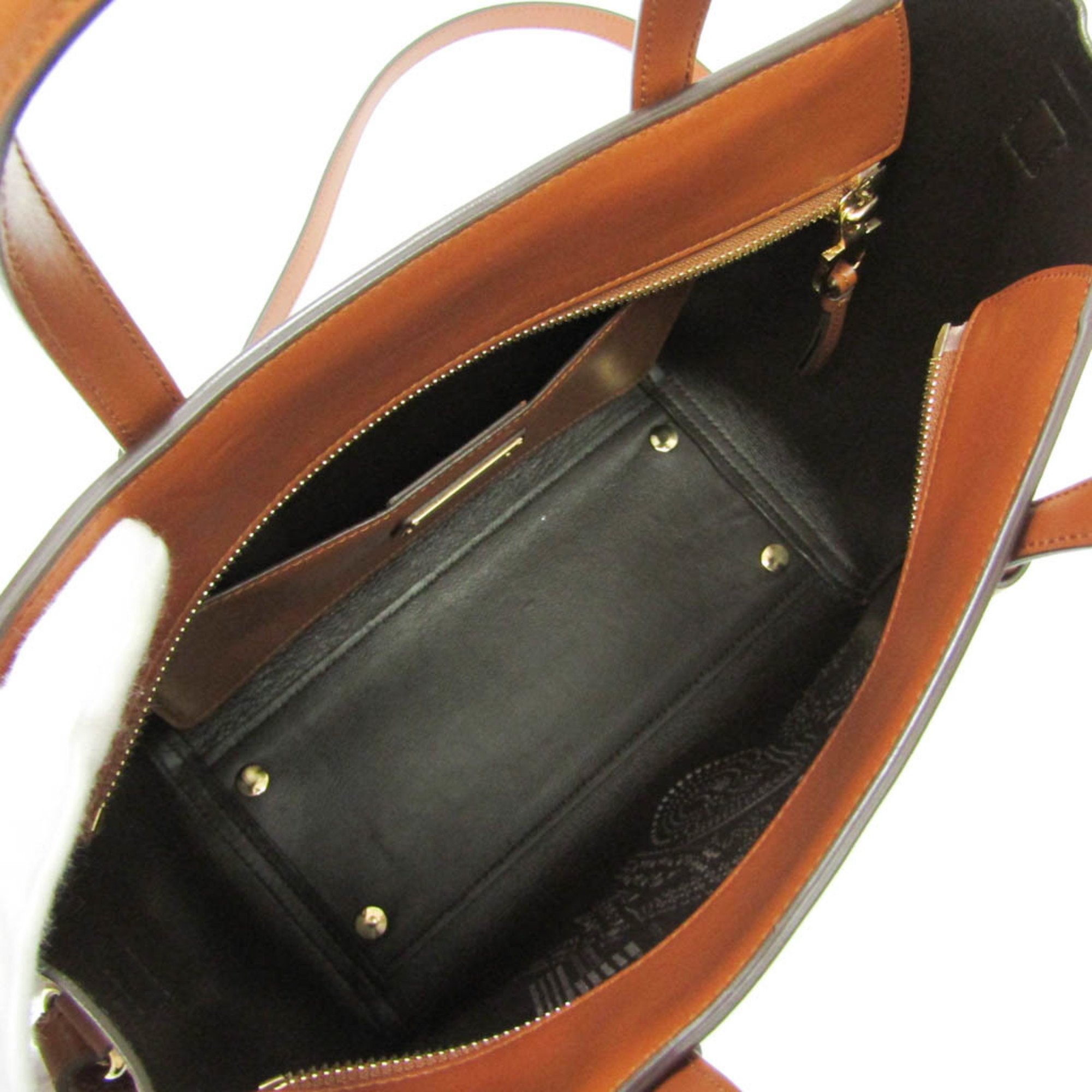 Salvatore Ferragamo BONNIE LEATHER MEDIUM NEUTRAL TOTE RE-21G264 Women's Leather Handbag,Shoulder Bag Brown