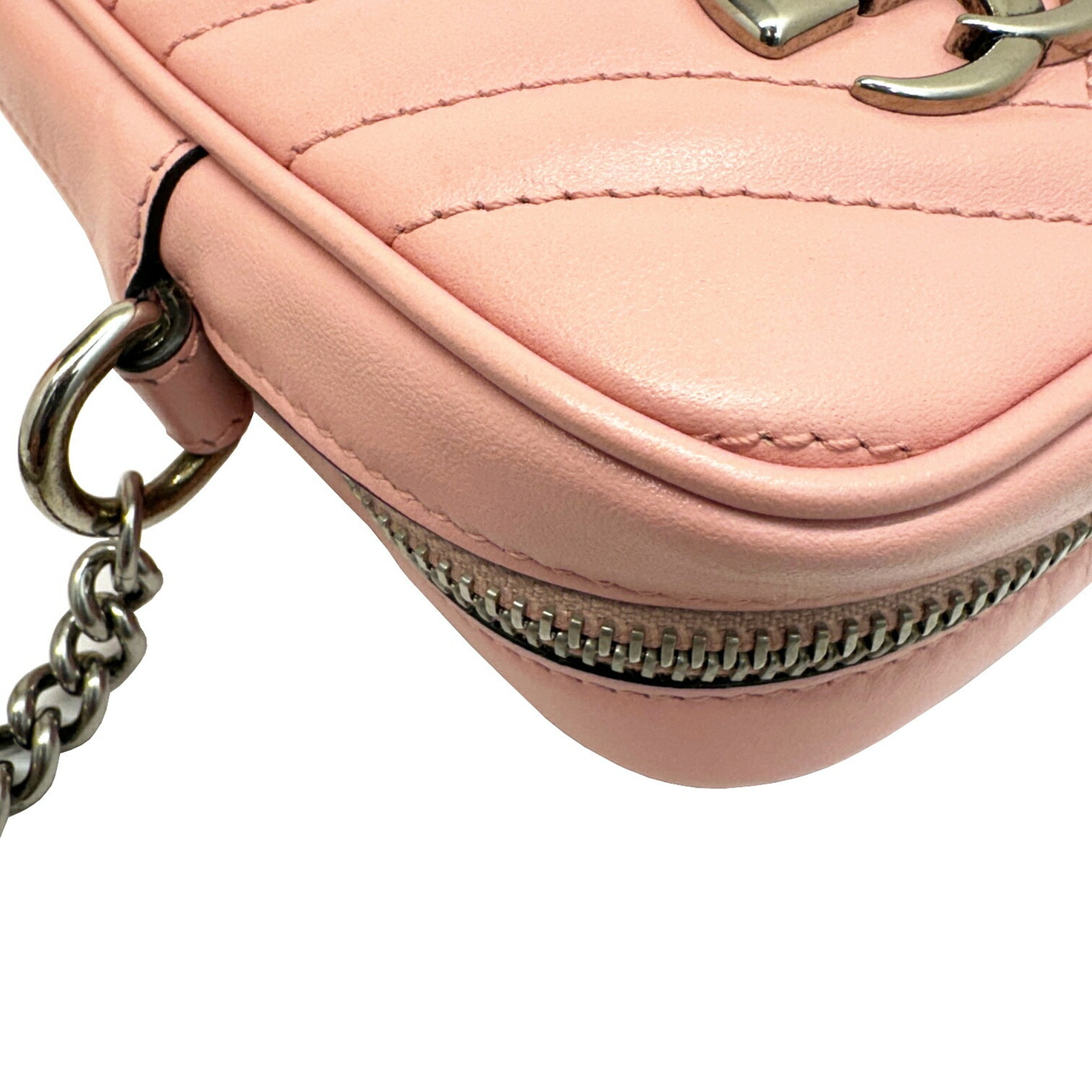 GUCCI GG Marmont Shoulder Bag Chain 598597 Heart Pink Calf Ladies