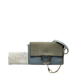 Chloé Chloe Faye Shoulder Bag Blue Leather Women's