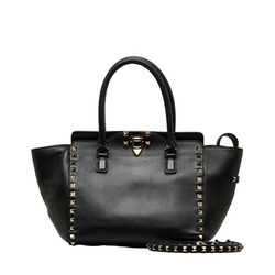 Valentino Garavani Rockstud Handbag Shoulder Bag Black Leather Women's VALENTINO