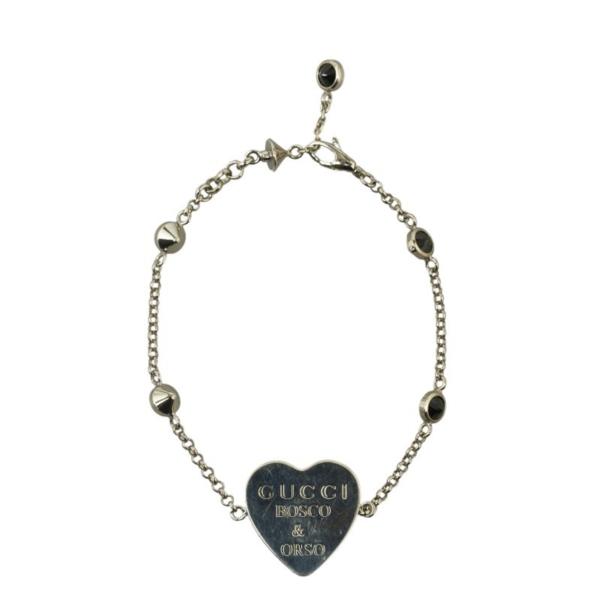 Gucci Heart Year of the Dog Bosco & Orso Bracelet Silver SV925 Women's GUCCI