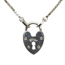 Christian Dior Dior Heart Padlock Necklace Silver Metal Women's