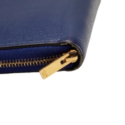 Celine Round Long Wallet Blue Leather Women's CELINE
