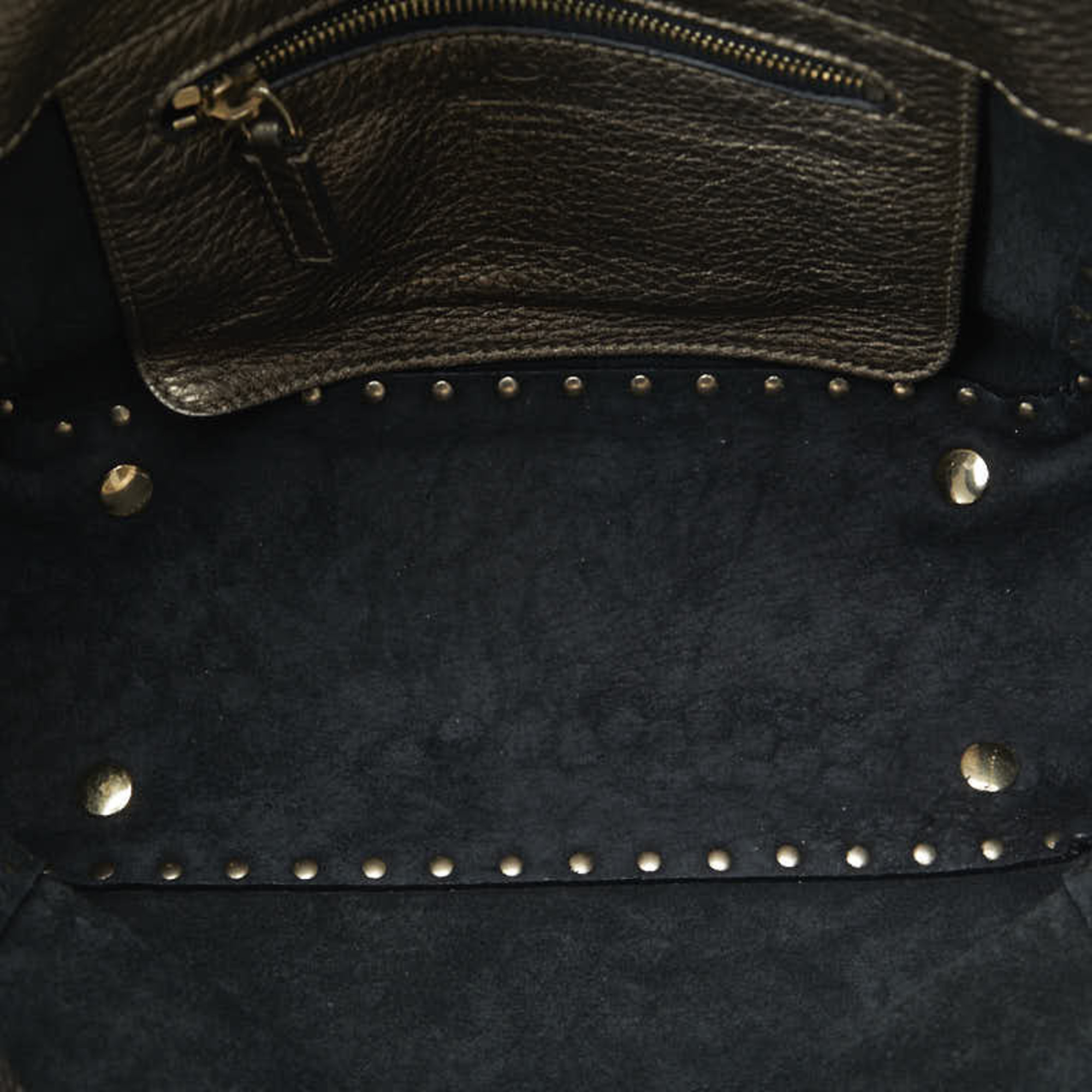 Valentino Rockstud Handbag Shoulder Bag Silver Brown Leather Ladies