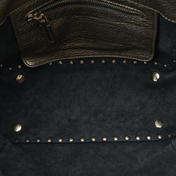 Valentino Rockstud Handbag Shoulder Bag Silver Brown Leather Ladies
