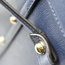 GUCCI Bamboo Handbag 338989 Leather Navy Gold Hardware Shoulder Bag