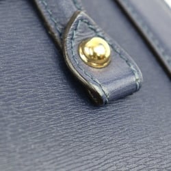 GUCCI Bamboo Handbag 338989 Leather Navy Gold Hardware Shoulder Bag
