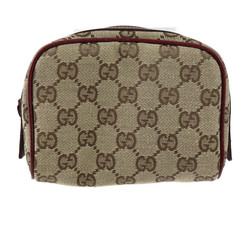 GUCCI Gucci Cosmetic Pouch 120978 GG Canvas Leather Beige Bordeaux Gold Hardware