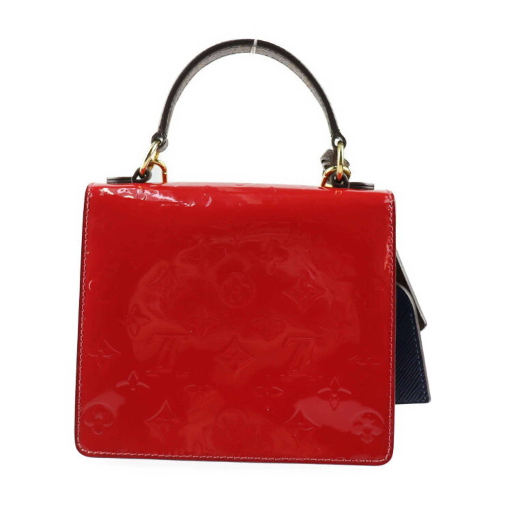 LOUIS VUITTON Spring Street PM Handbag M90505 Vernis x Epi Monogram Canvas Scarlet Blue Brown Gold Hardware 2WAY Shoulder Bag