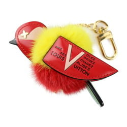 LOUIS VUITTON Louis Vuitton Bijou Sac Travel Ring Bird Keychain M67390 Leather Fur Red Yellow Gold Hardware Bag Charm Motif