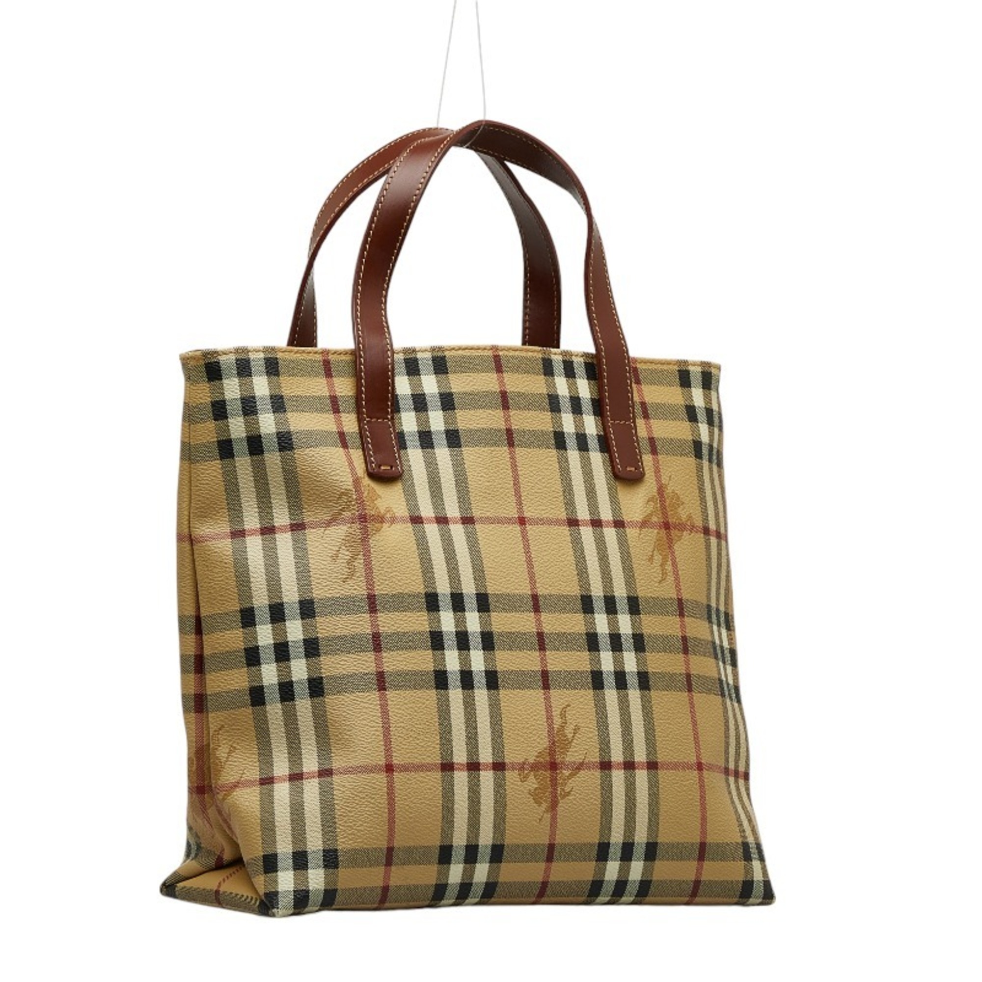 Burberry Nova Check Shadow Horse Handbag Beige Brown PVC Leather Women's BURBERRY