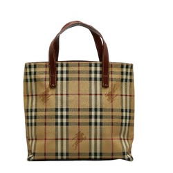 Burberry Nova Check Shadow Horse Handbag Beige Brown PVC Leather Women's BURBERRY