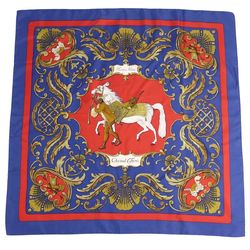 HERMES Scarf Muffler Carre90 Cheval Turc Turkish Horse 100% Silk Ladies Multicolor