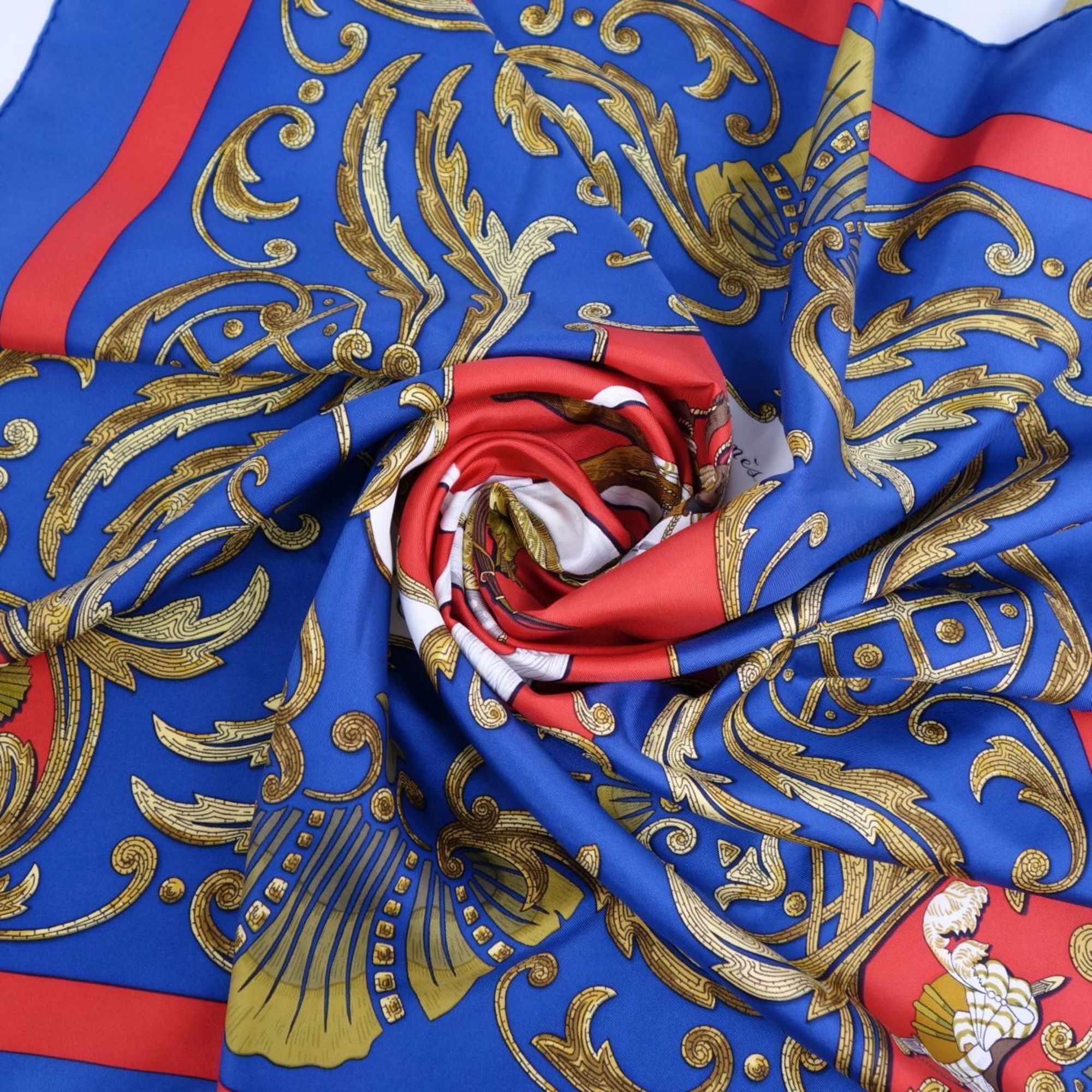 HERMES Scarf Muffler Carre90 Cheval Turc Turkish Horse 100% Silk Ladies Multicolor