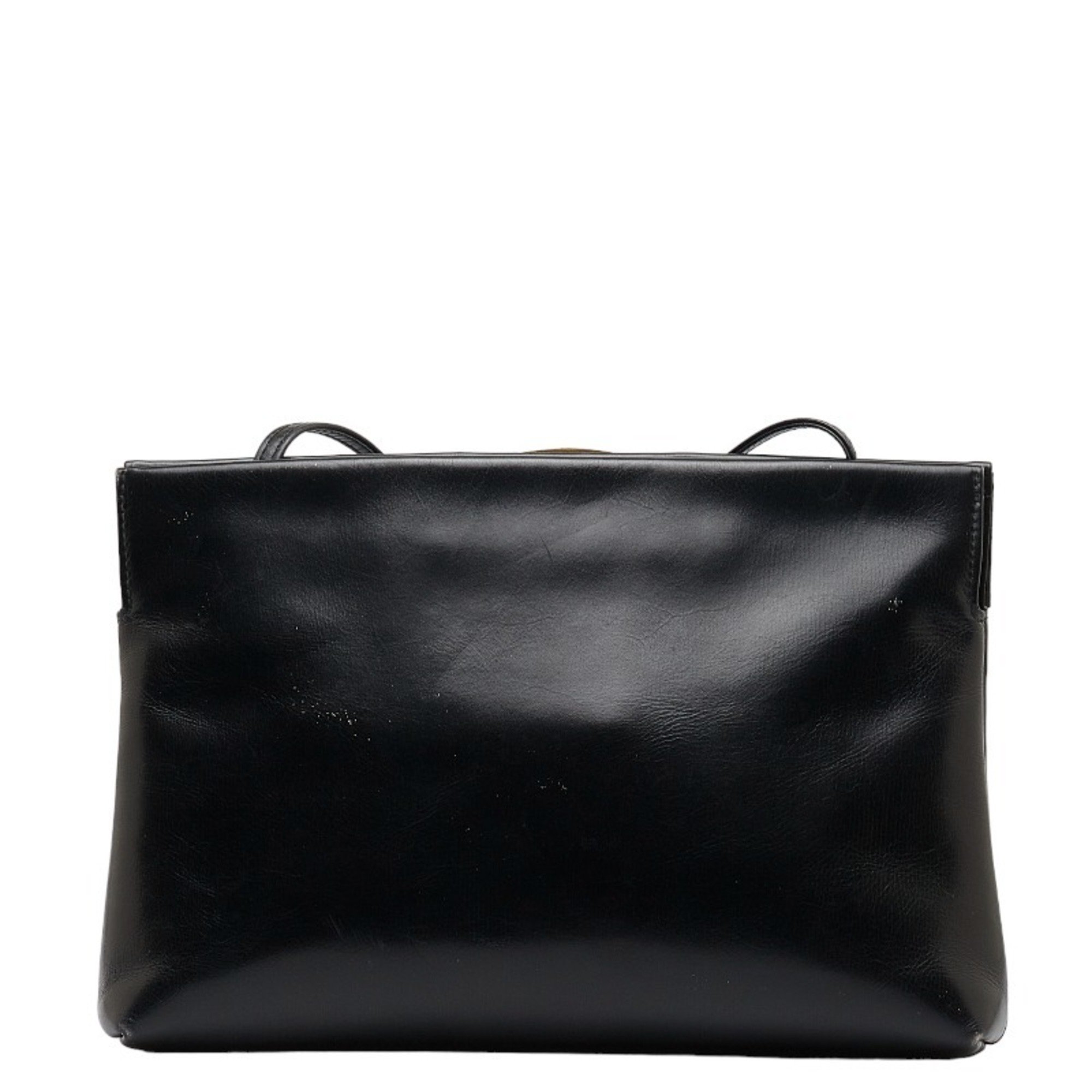 Salvatore Ferragamo Vara Ribbon Shoulder Bag D21 0588 Black Leather Women's