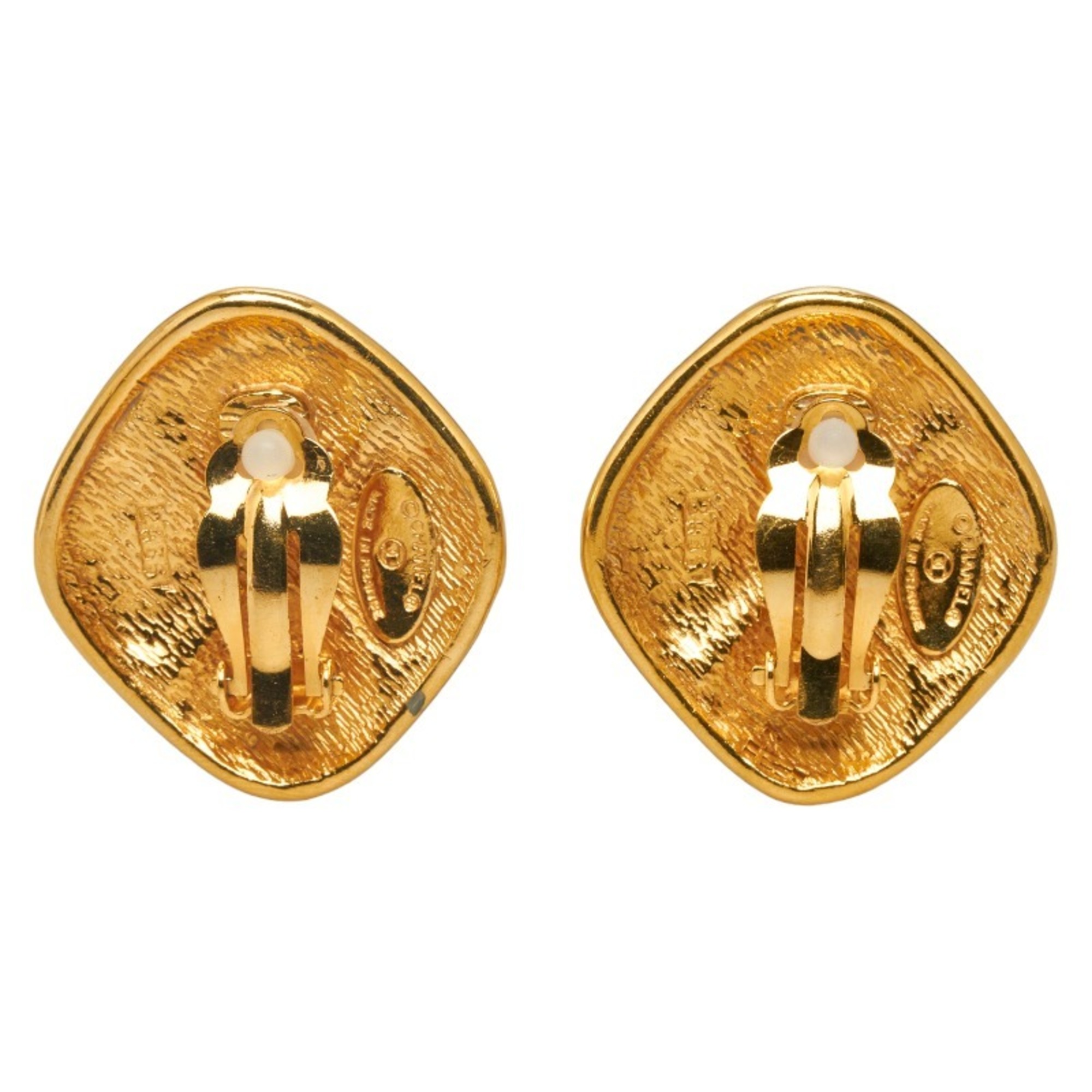 CHANEL Matelasse Earrings Gold Plated Women's
