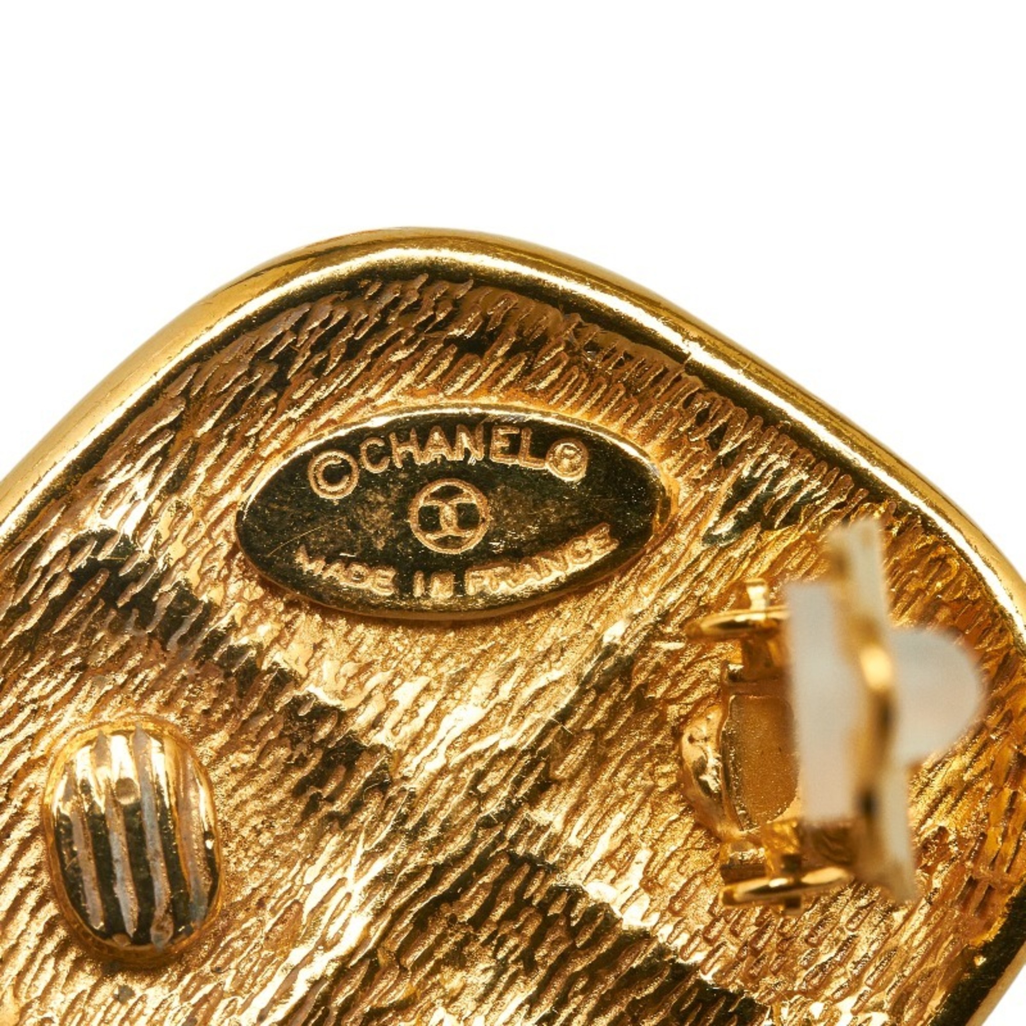 CHANEL Matelasse Earrings Gold Plated Women's