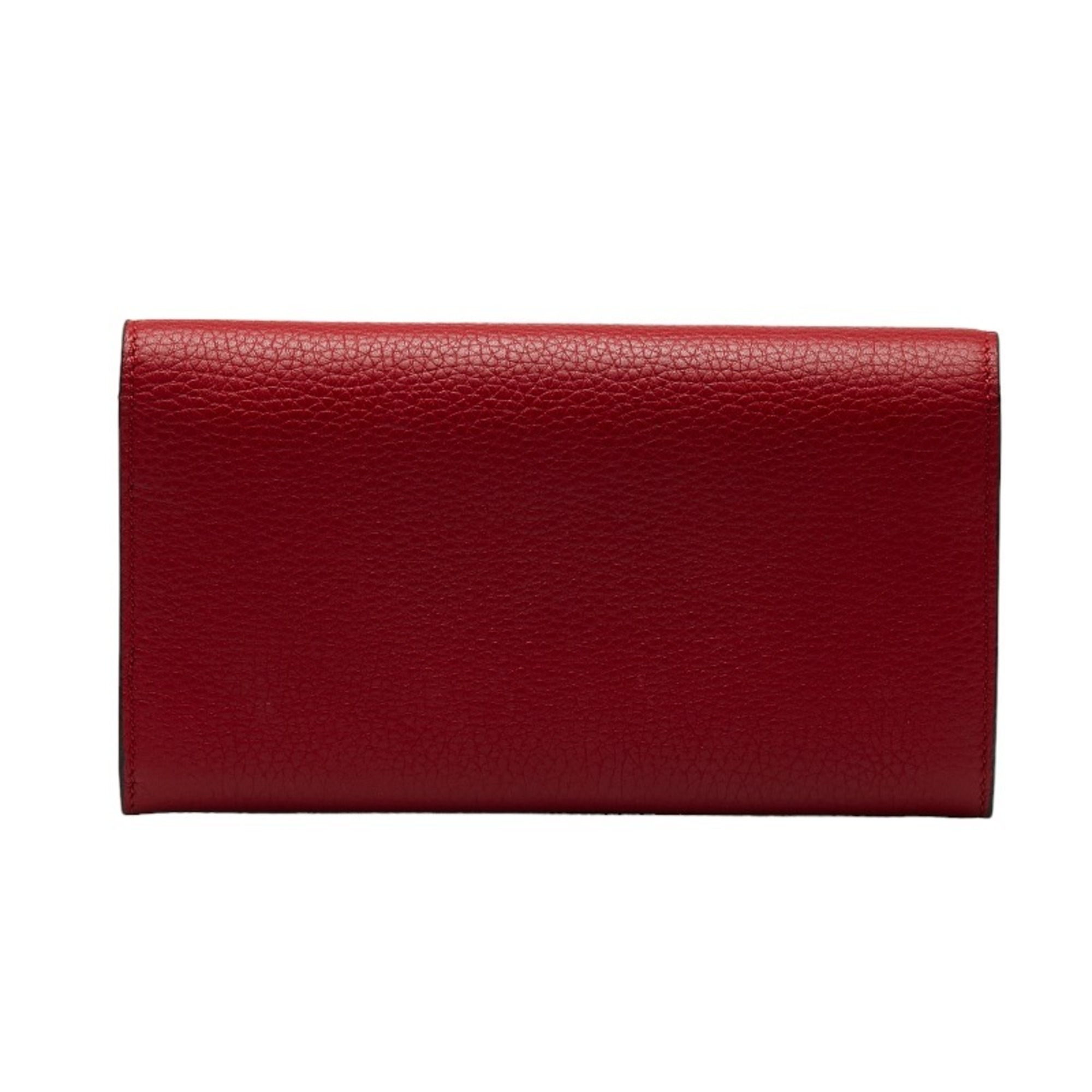Gucci Animalier Continental Bifold Wallet Long 453164 Red Leather Women's GUCCI