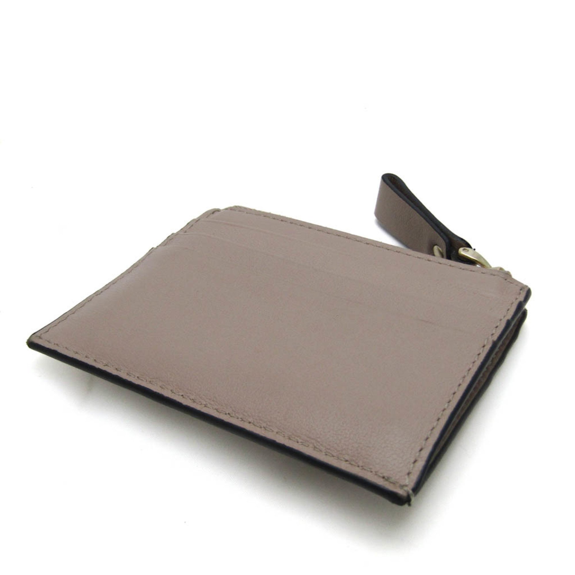 Valentino Garavani Lockstuds TW2P0T35BOL Leather Card Case Pink Beige