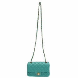 CHANEL Matelasse 20 Flap Bag Chain Shoulder Lambskin A69900 Green x Gold Women's