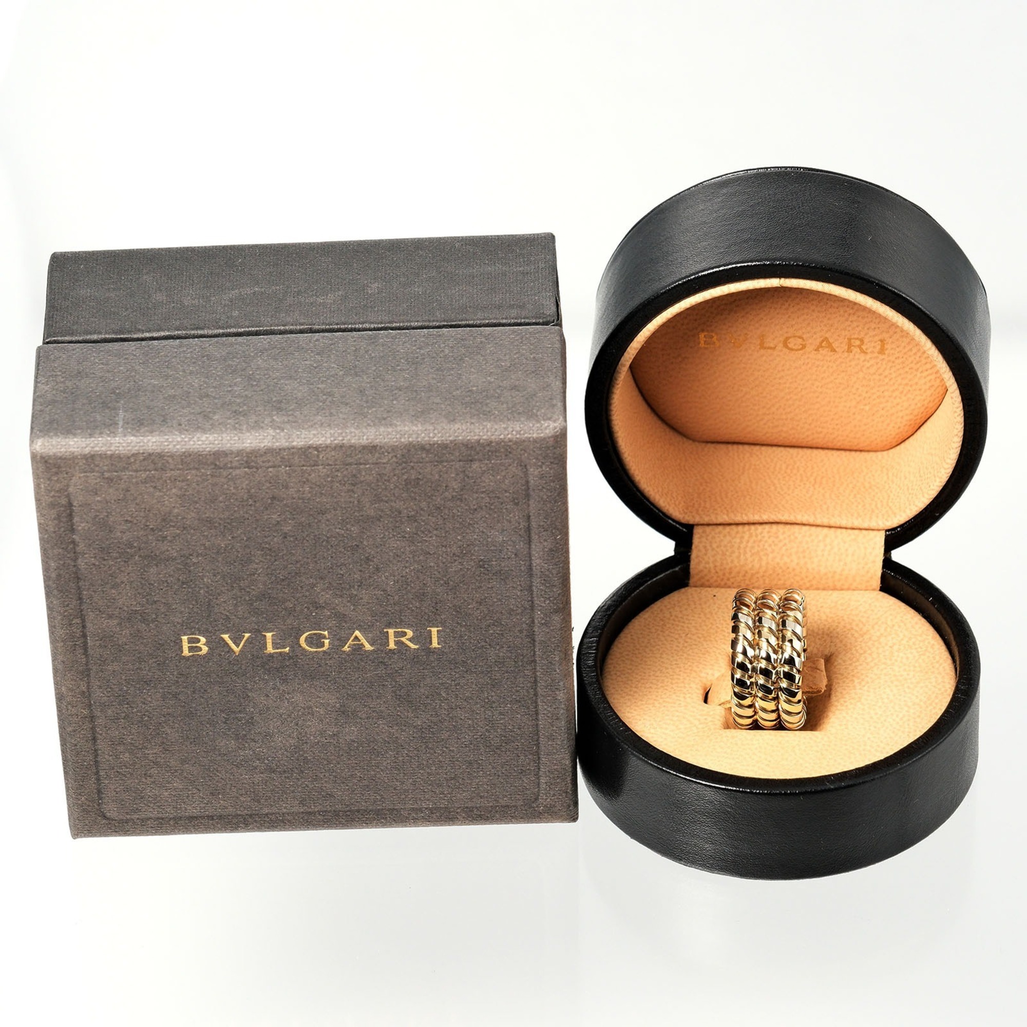 Bulgari BVLGARI Tubogas 3-row No. 9 Ring 14.53g K18 YG WG Yellow Gold White