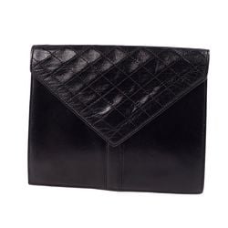 Yves Saint Laurent Bag Clutch Second Calf Leather Women's Black