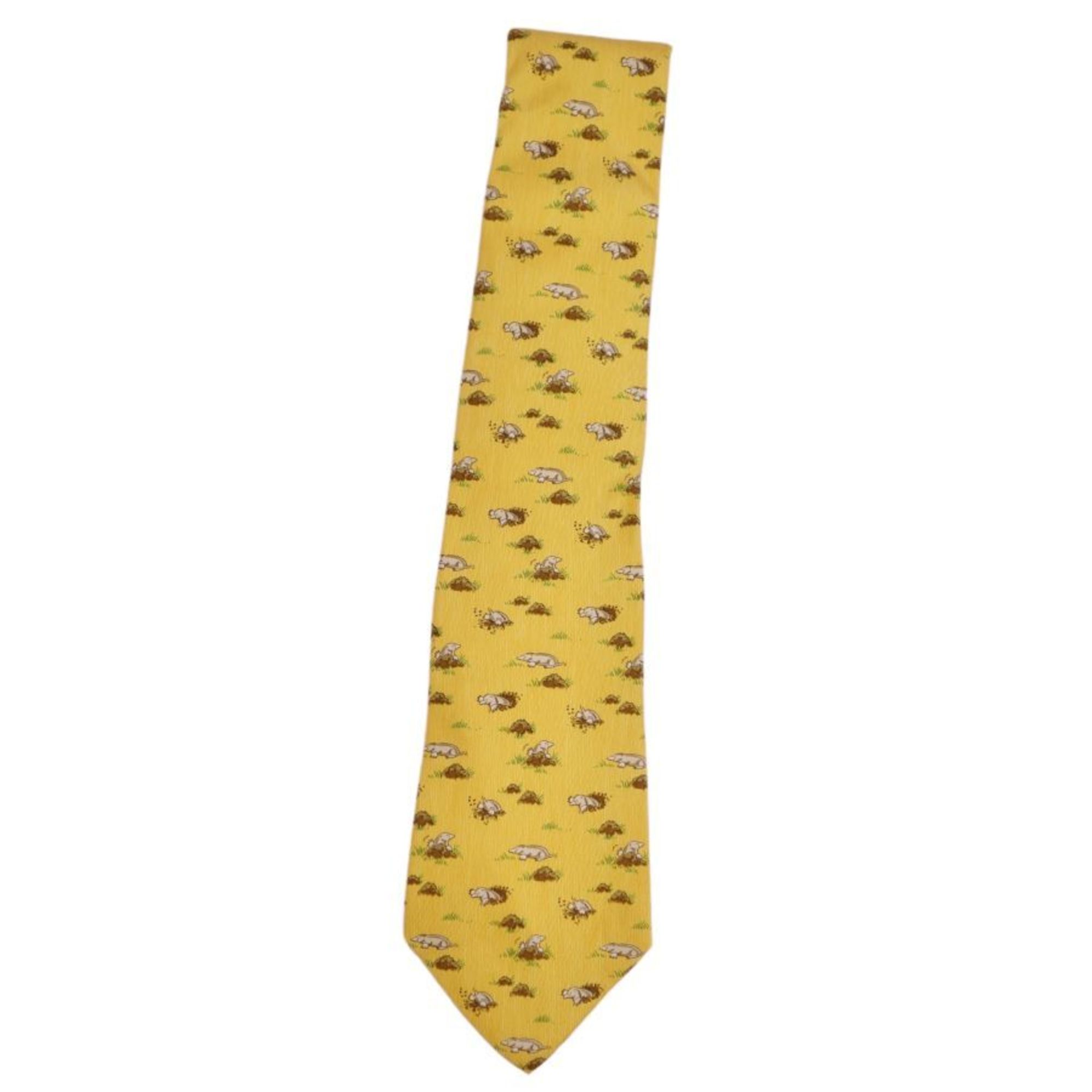 Hermes HERMES Tie Silk Twill Mole 100% Men's Yellow