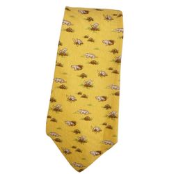 Hermes HERMES Tie Silk Twill Mole 100% Men's Yellow