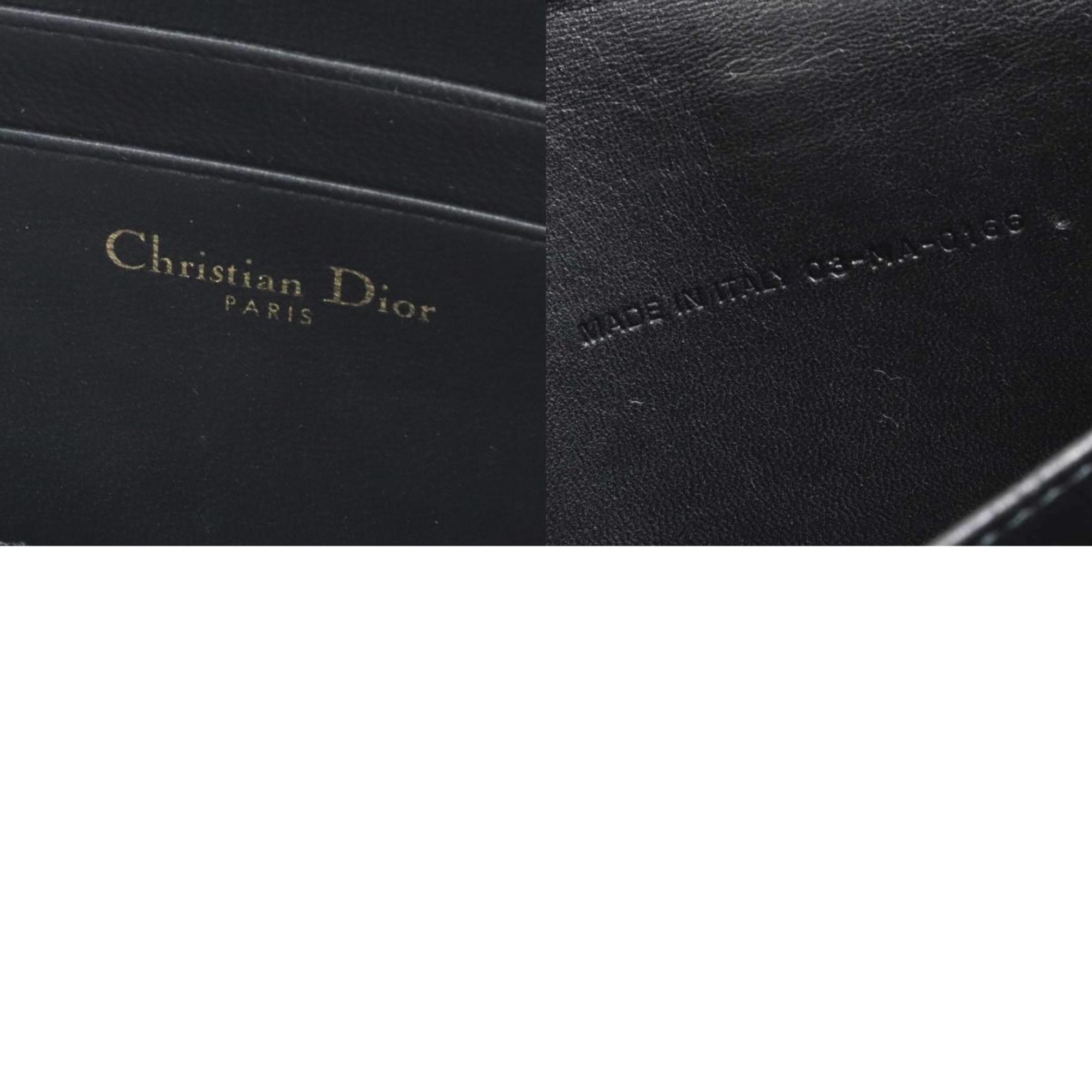 Christian Dior Chain Wallet Clutch Bag Leather Black Ladies