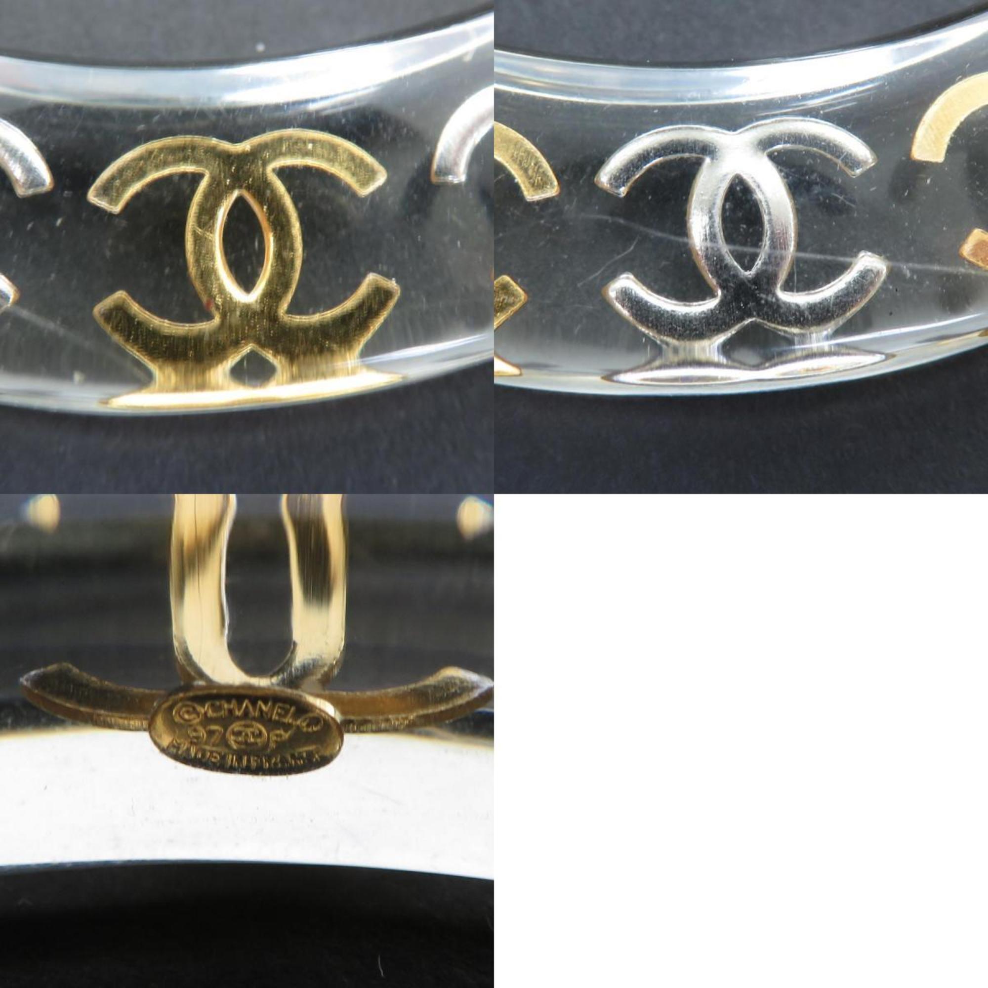 CHANEL bangle bracelet here mark resin/metal clear/gold/silver ladies