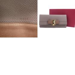 Salvatore Ferragamo Long Wallet Rose Ribbon Leather Brown Women's