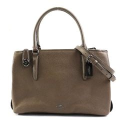 Coach COACH Handbag Shoulder Bag Leather Khaki Brown Unisex
