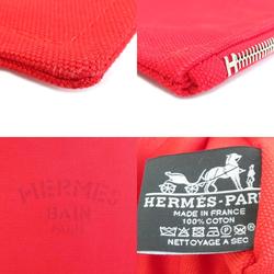 Hermes HERMES Pouch Multi Case BAIN Cotton Red Silver Unisex