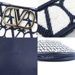 Valentino Garavani Handbag Shoulder Bag Toile Iconograph Canvas/Leather Navy x White Ladies