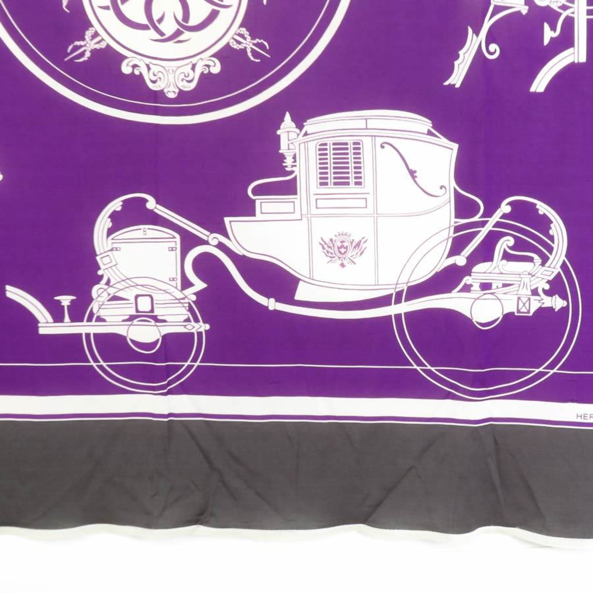 HERMES scarf muffler silk purple/white/gray ladies