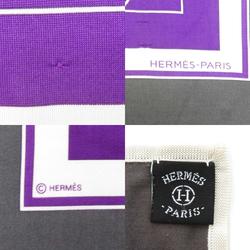 HERMES scarf muffler silk purple/white/gray ladies