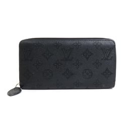 LOUIS VUITTON Round Zipper Long Wallet Monogram Mahina Zippy Black Silver Ladies