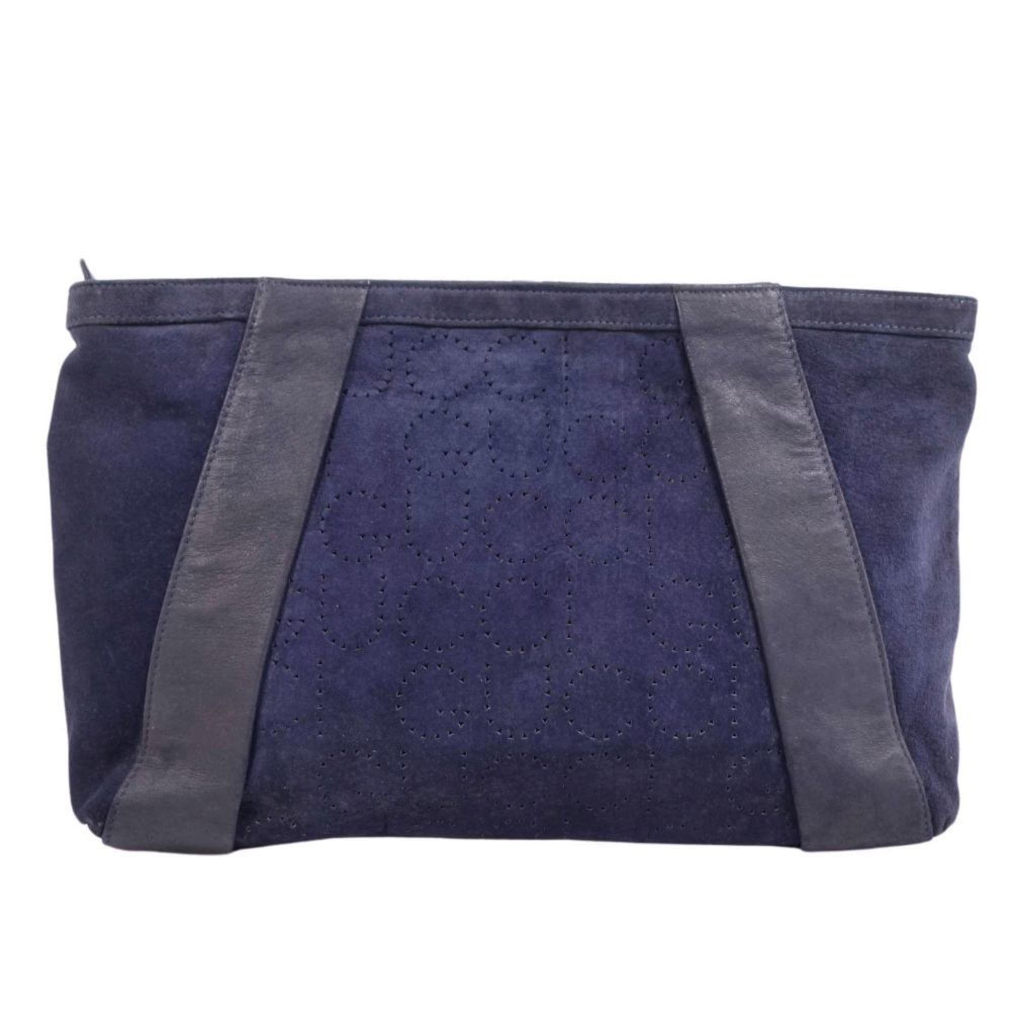 GUCCI bag clutch second punching suede leather men's women's navy