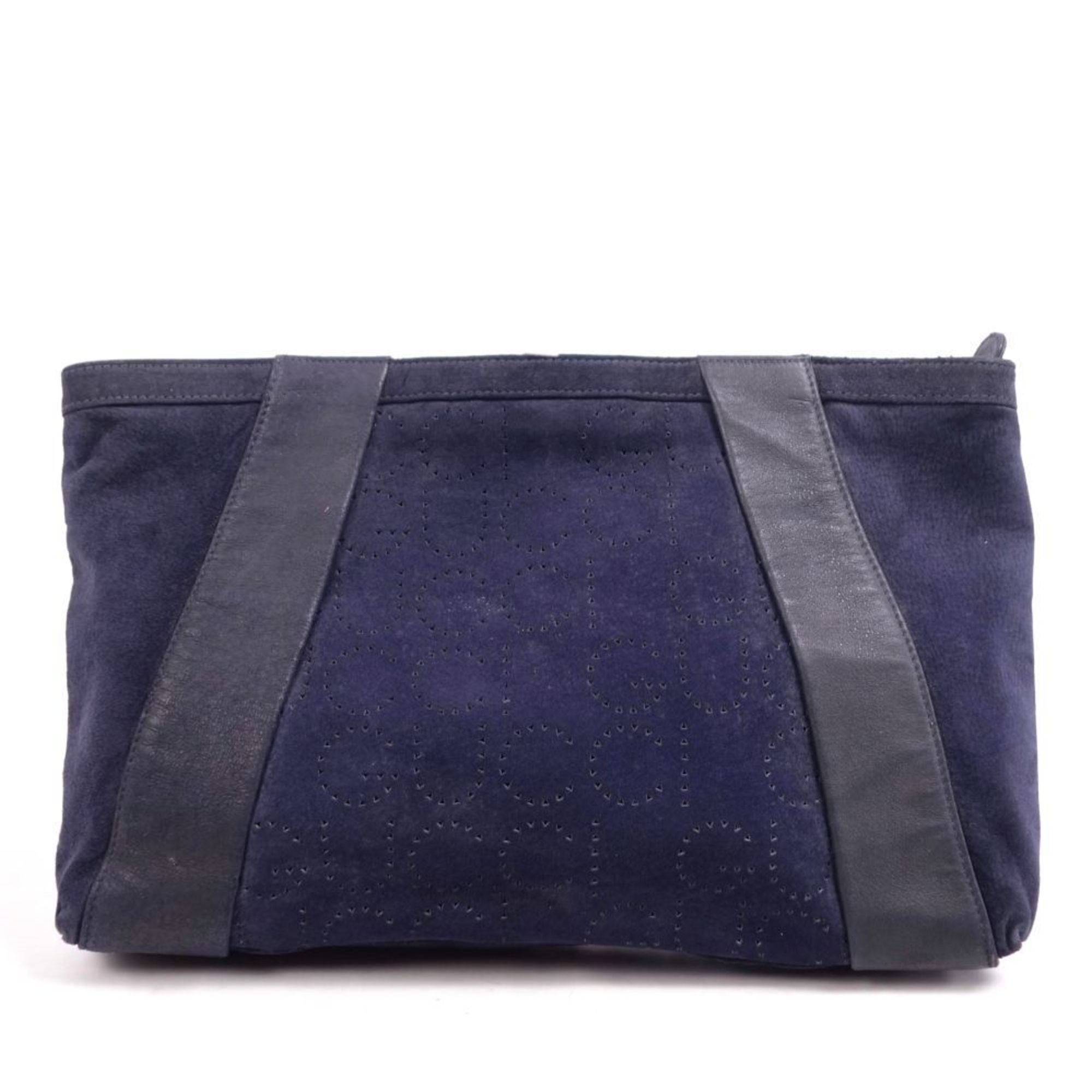 GUCCI bag clutch second punching suede leather men's women's navy