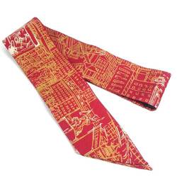 HERMES Scarf Muffler Twilly Silk Red Women's