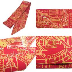 HERMES Scarf Muffler Twilly Silk Red Women's