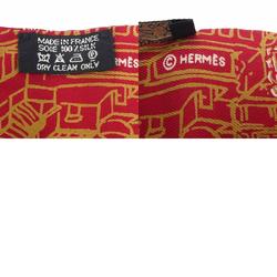 HERMES Scarf Muffler Twilly Silk Red Women's