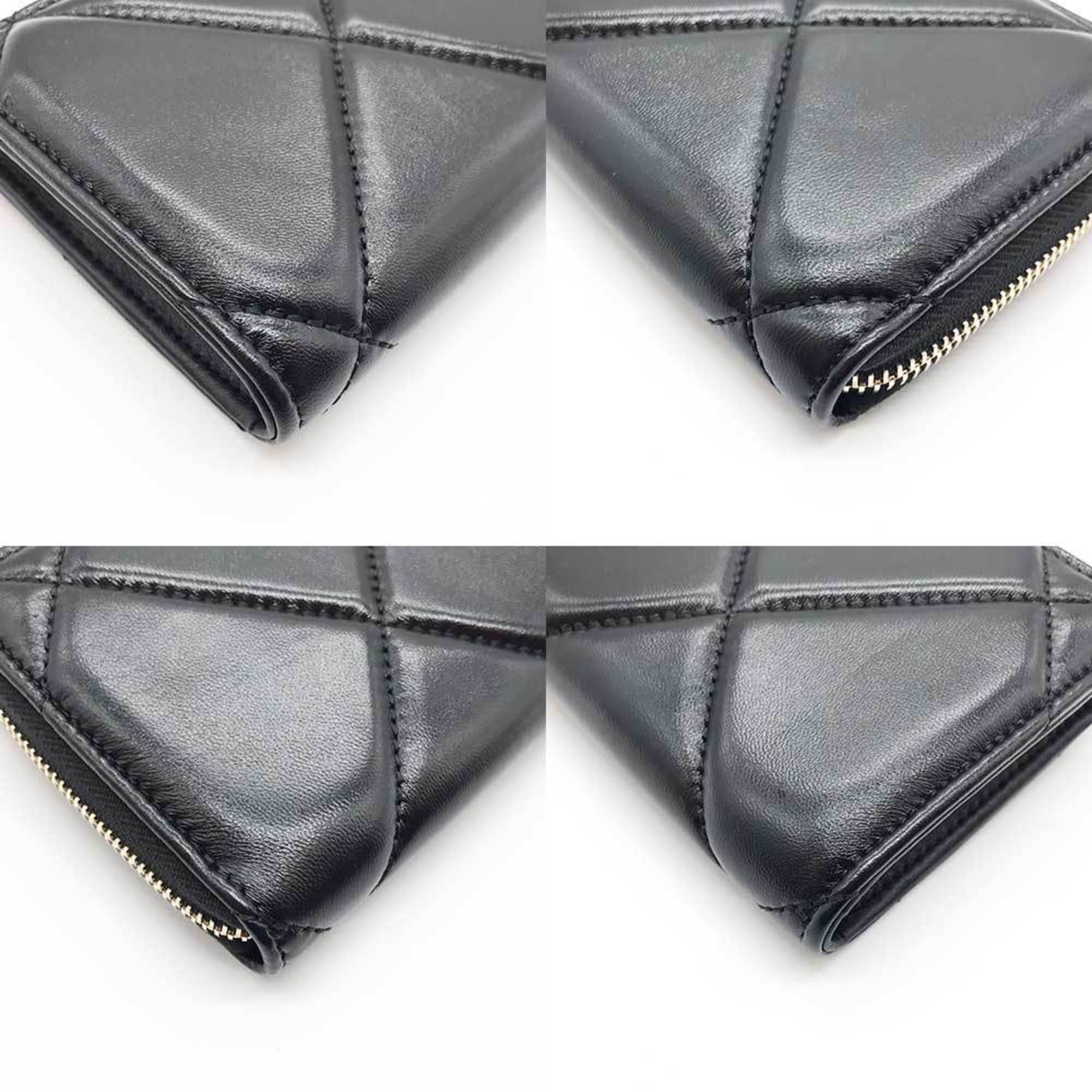 CHANEL L-shaped long wallet Matelasse leather black