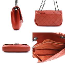 CHANEL Shoulder Bag Matelasse Leather/Metal Red Ladies