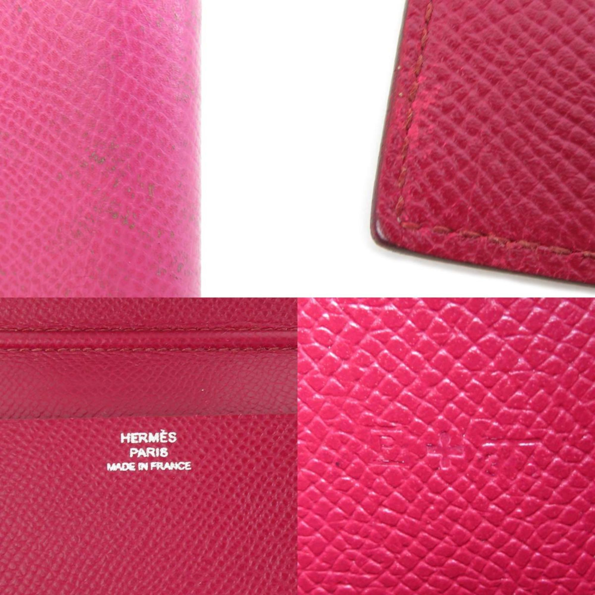 Hermes Notebook Cover Leather Pink/Bordeaux Ladies